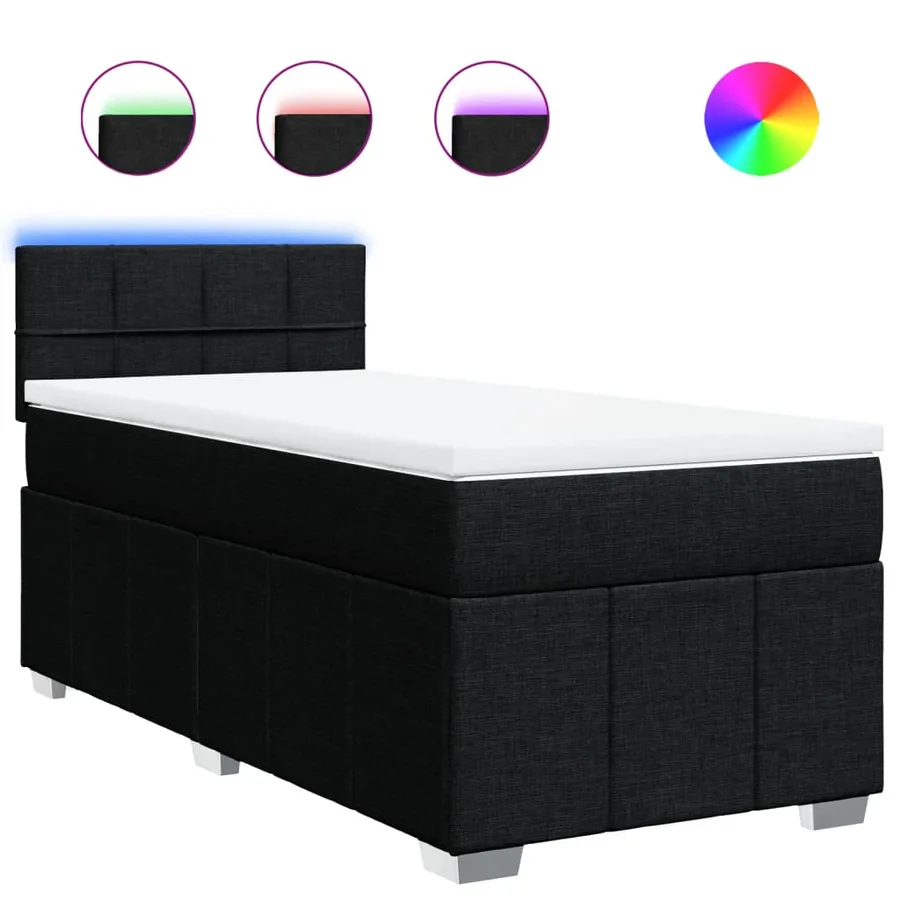 Sommier à lattes de lit avec matelas Noir 90x190 cm Tissu - 2