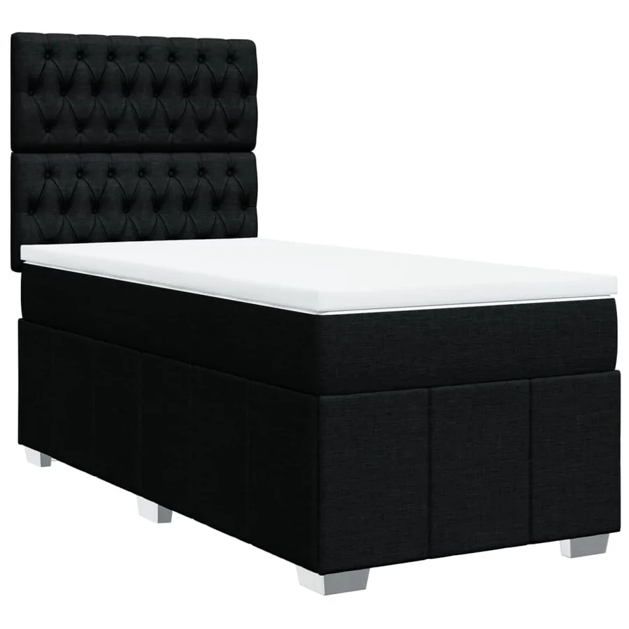 Sommier à lattes de lit avec matelas Noir 90x190 cm Tissu - 3