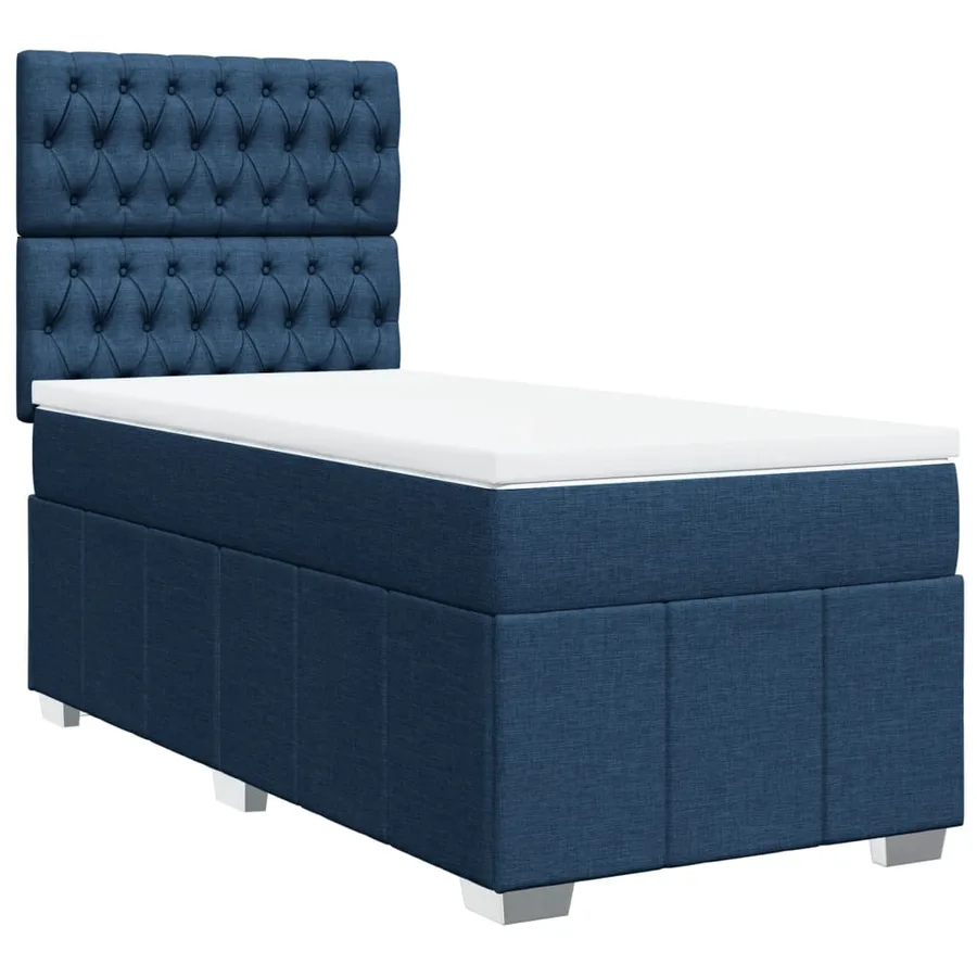 Sommier à lattes de lit avec matelas Bleu 90x200 cm Tissu - 2