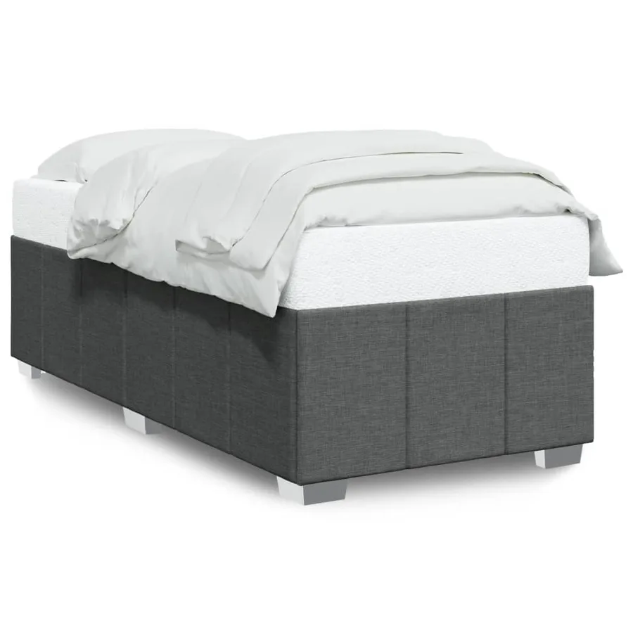 Cadre de lit sans matelas gris foncé 90x190 cm tissu - 2