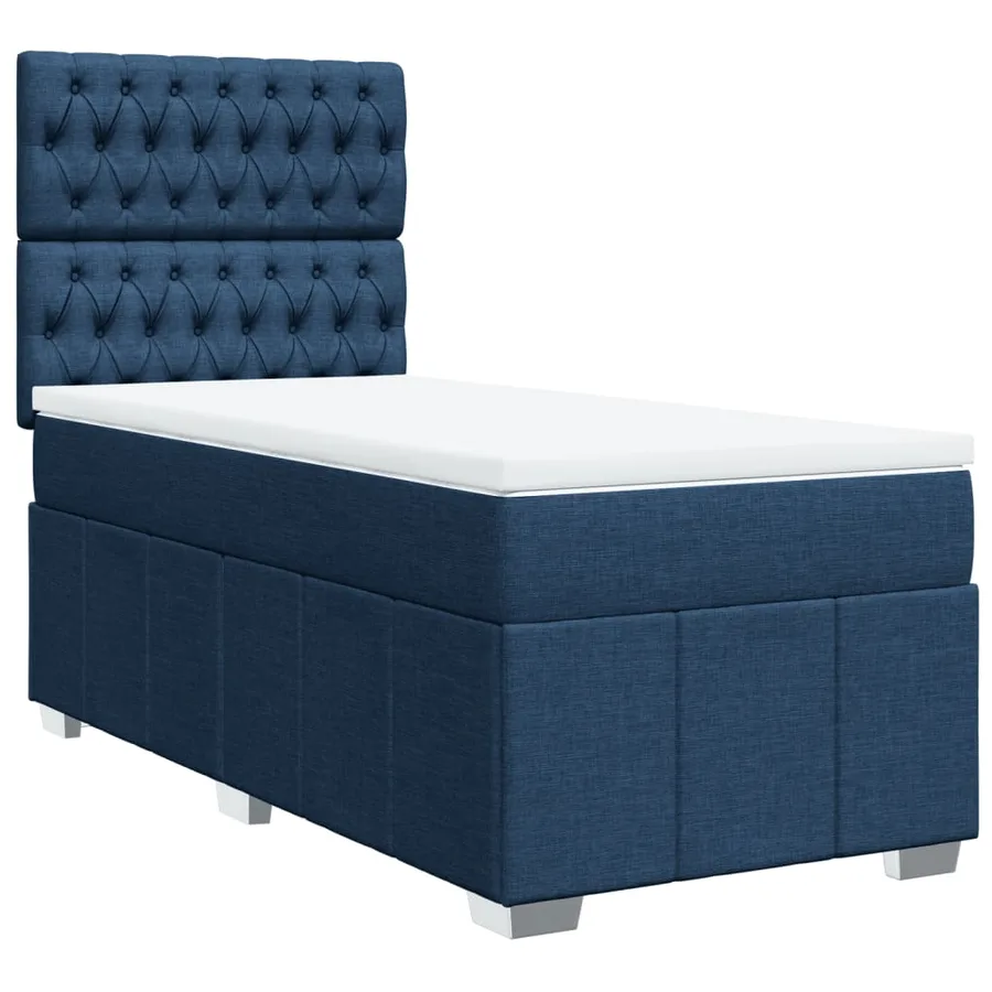 Sommier à lattes de lit avec matelas Bleu 90x200 cm Tissu - 3