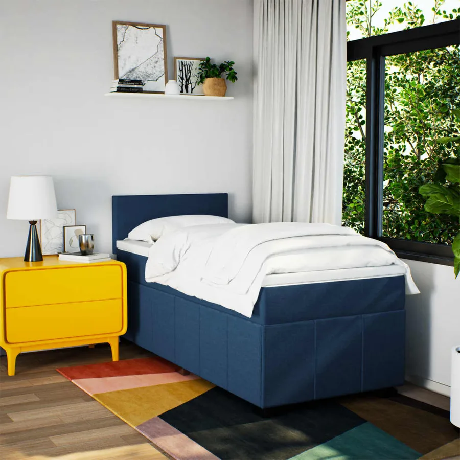 Sommier à lattes de lit avec matelas Bleu 90x200 cm Tissu - 5