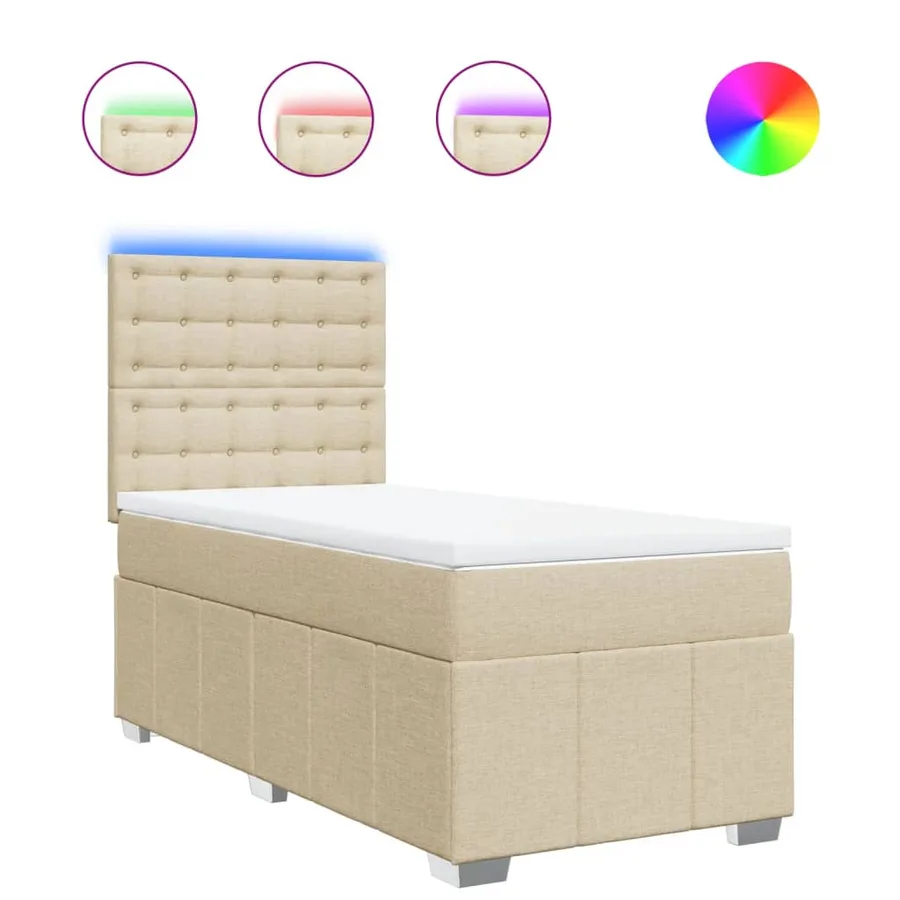 Sommier à lattes de lit avec matelas Crème 90x200 cm Tissu - 2