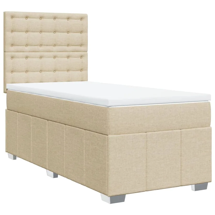 Sommier à lattes de lit avec matelas Crème 90x200 cm Tissu - 3