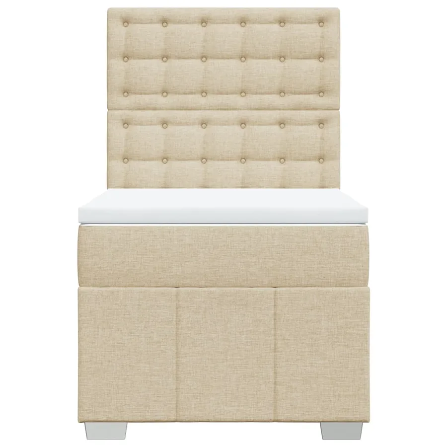 Sommier à lattes de lit avec matelas Crème 90x200 cm Tissu - 6
