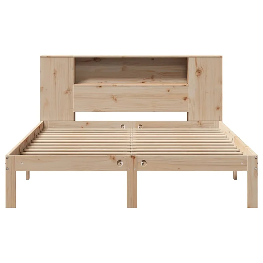 Lit bibliothèque sans matelas 160x200 cm bois massif de pin - 4