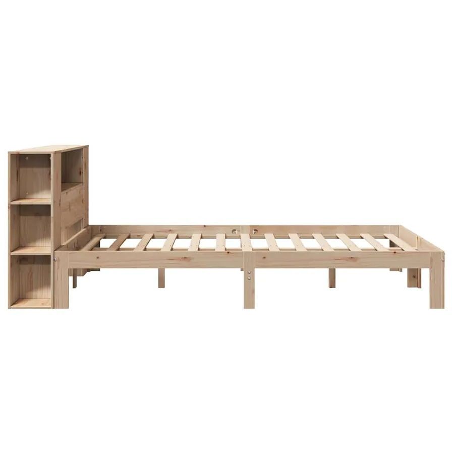 Lit bibliothèque sans matelas 160x200 cm bois massif de pin - 7
