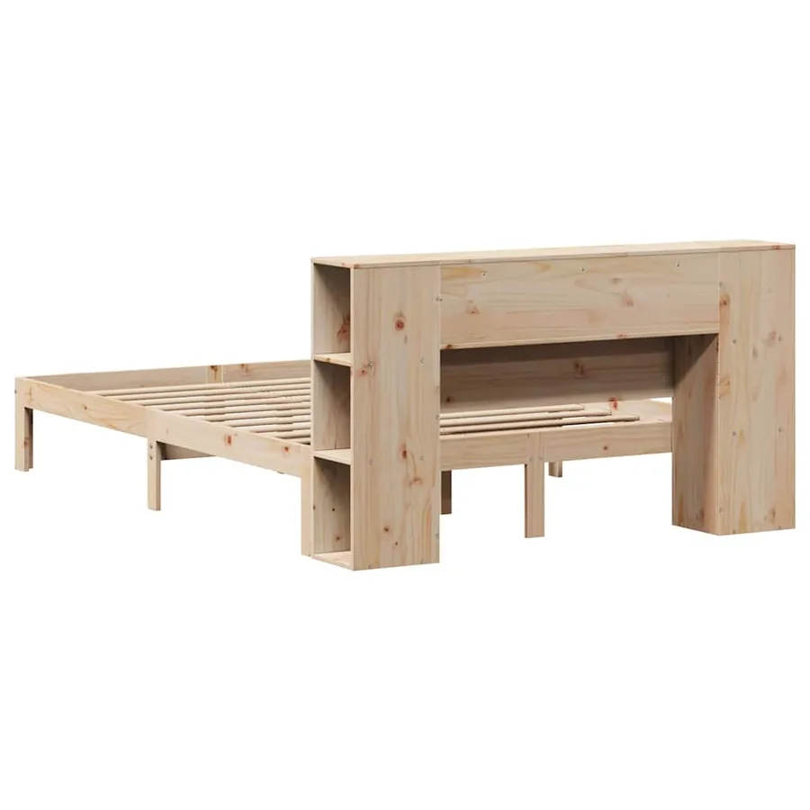 Lit bibliothèque sans matelas 160x200 cm bois massif de pin - 8
