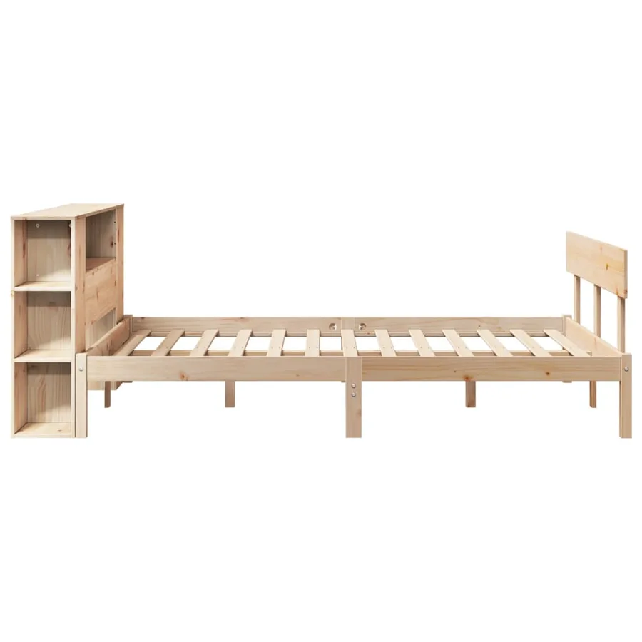 Lit bibliothèque sans matelas 160x200 cm bois massif de pin - 7