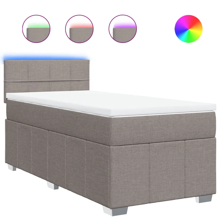 Sommier à lattes de lit avec matelas Taupe 90x190 cm Tissu - 2