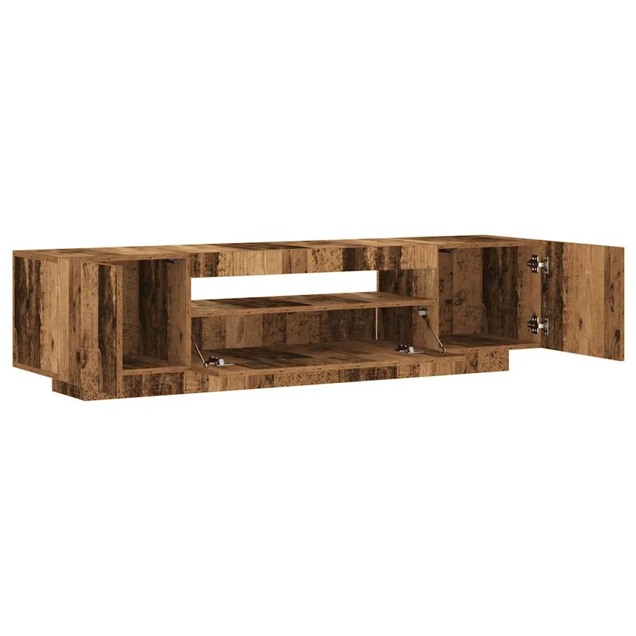 Meuble TV avec lumières LED vieux bois bois d'ingénierie - 10