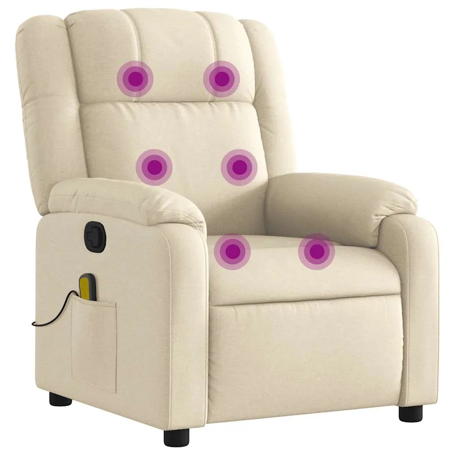 Fauteuil de massage inclinable Crème Tissu - 2