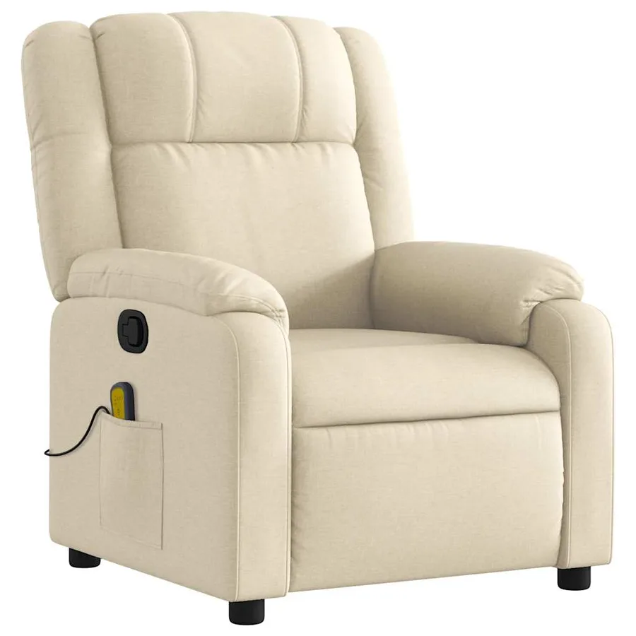 Fauteuil de massage inclinable Crème Tissu - 4