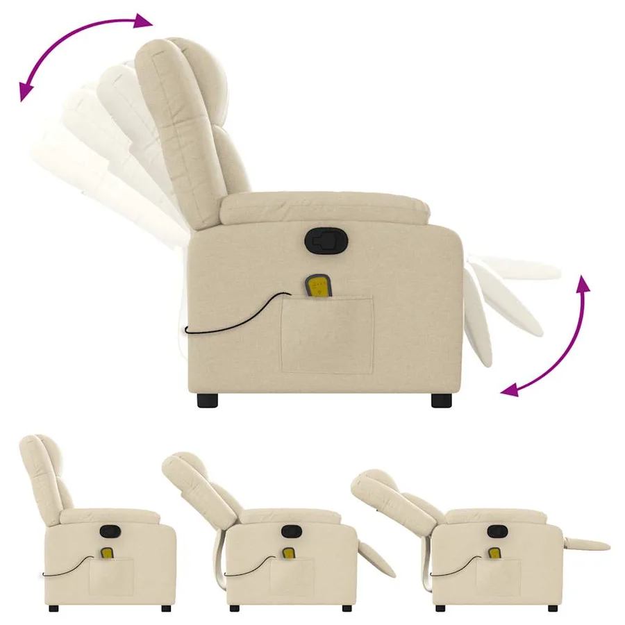 Fauteuil de massage inclinable Crème Tissu - 6