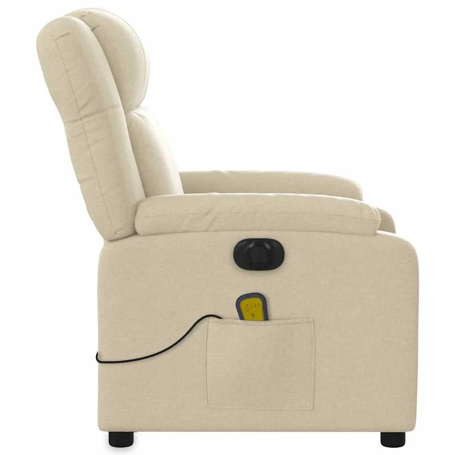 Fauteuil inclinable de massage électrique crème tissu - 10