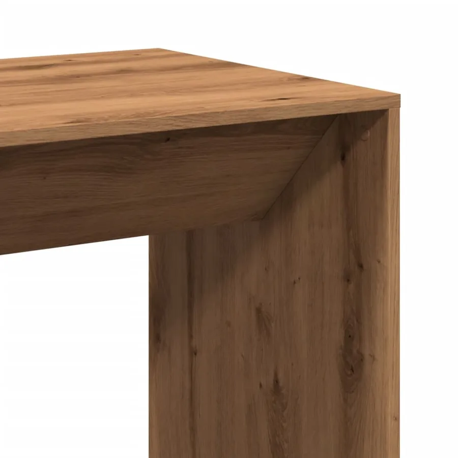 Table de bar chêne artisanal 51x50x103,5 cm bois d'ingénierie - 7