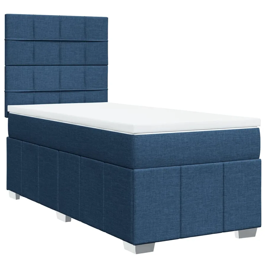 Sommier à lattes de lit avec matelas Bleu 100x200 cm Tissu - 2