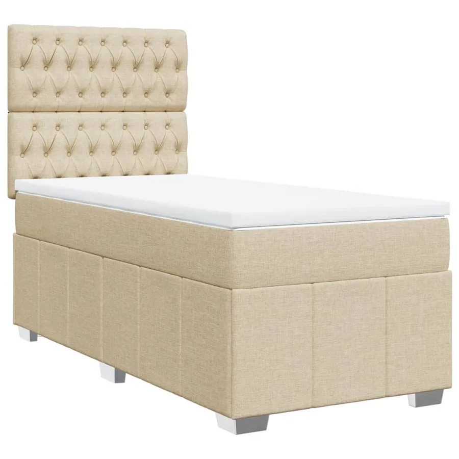 Sommier à lattes de lit avec matelas Crème 80x200 cm Tissu - 3