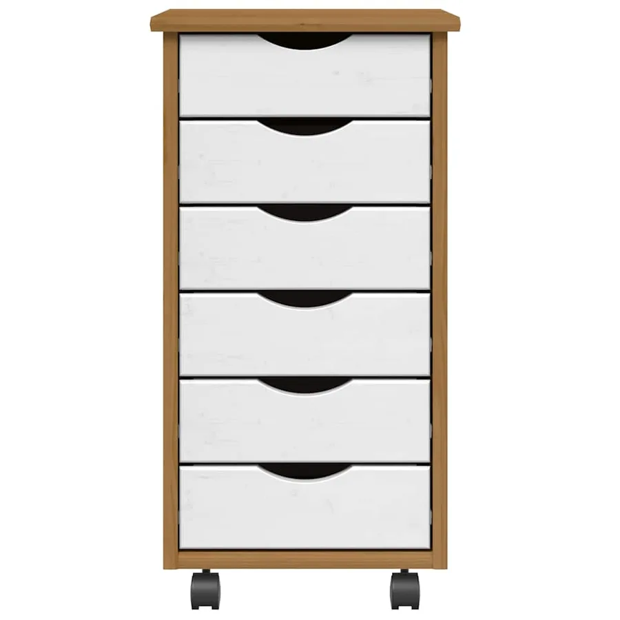 Armoire roulante avec tiroirs MOSS bois de pin marron miel - 3