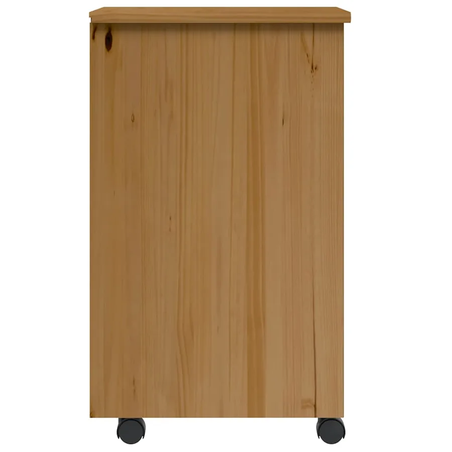 Armoire roulante avec tiroirs MOSS bois de pin marron miel - 4