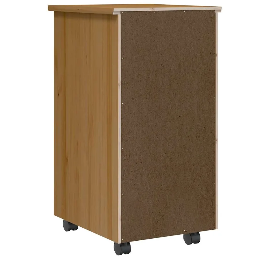 Armoire roulante avec tiroirs MOSS bois de pin marron miel - 5
