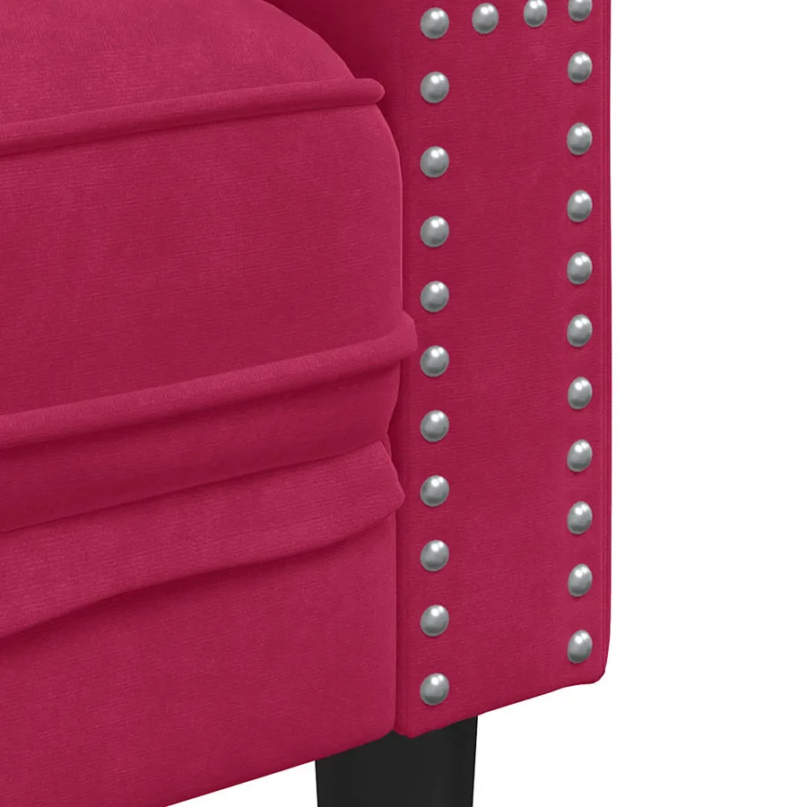 Canapé Chesterfield avec traversins 3 places velours - 7