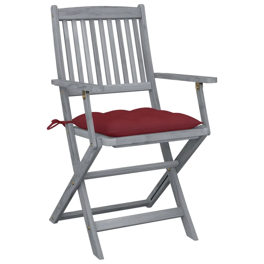 Chaises pliables d'extérieur lot de 2 et coussins Bois d'acacia - 2