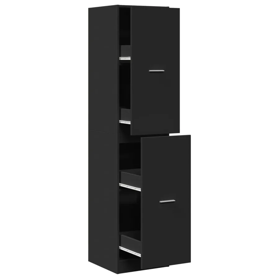 Armoire d'apothicaire noir 40x41x174,5 cm bois d'ingénierie - 2