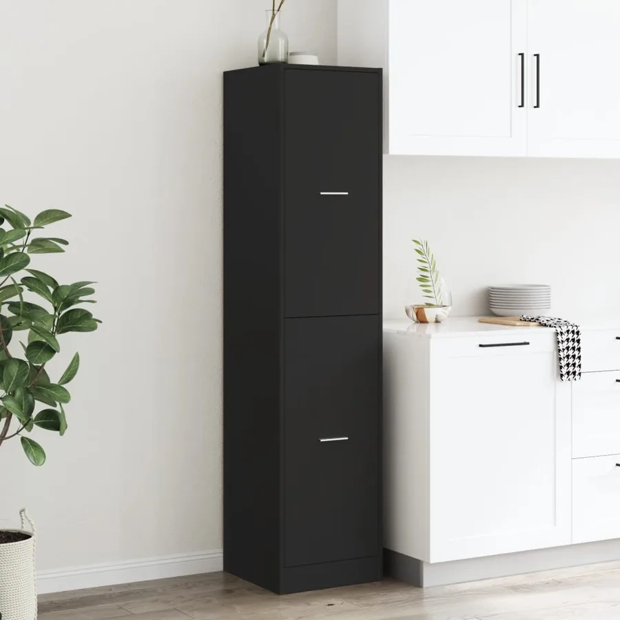 Armoire d'apothicaire noir 40x41x174,5 cm bois d'ingénierie - 3