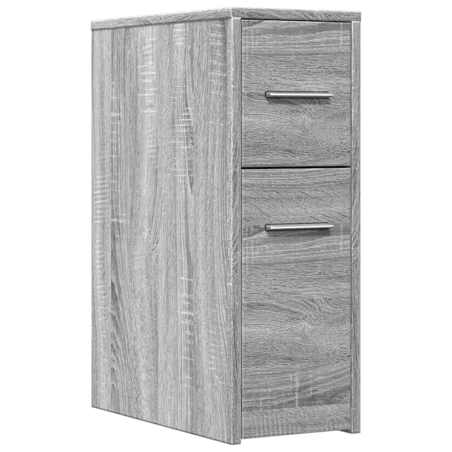 Armoire de salle de bain étroite avec roulettes sonoma gris - 2