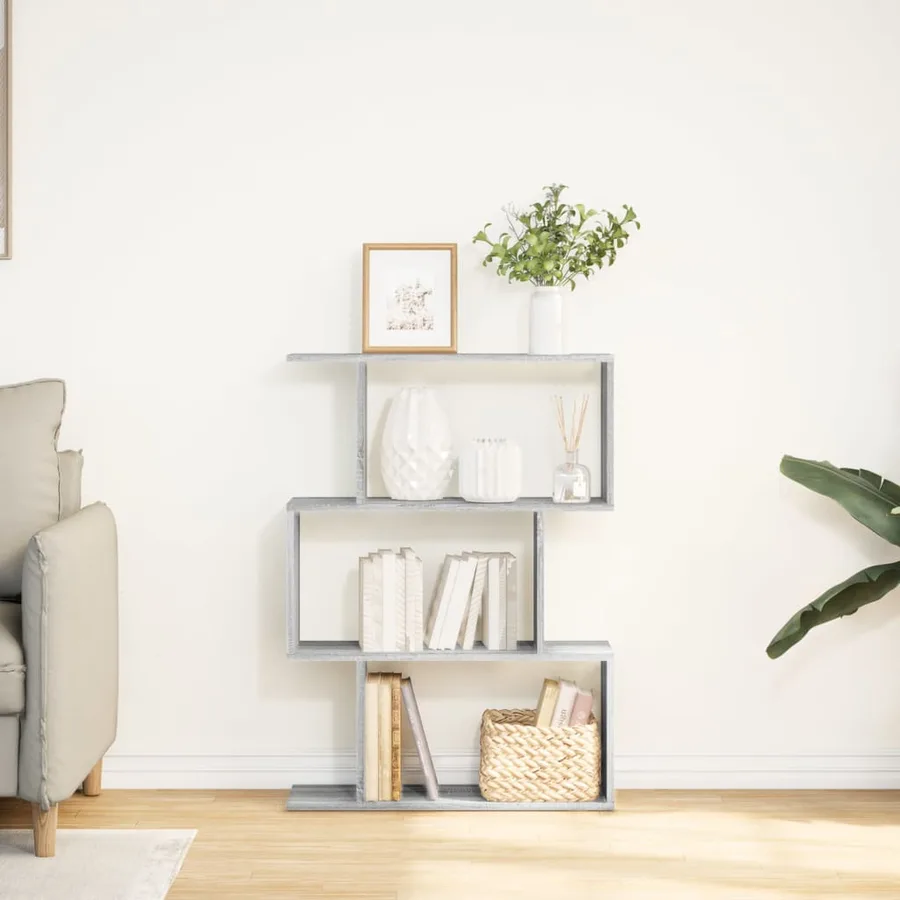 Étagère séparatrice de pièce à 3 niveaux sonoma gris 70x24x97cm - 4