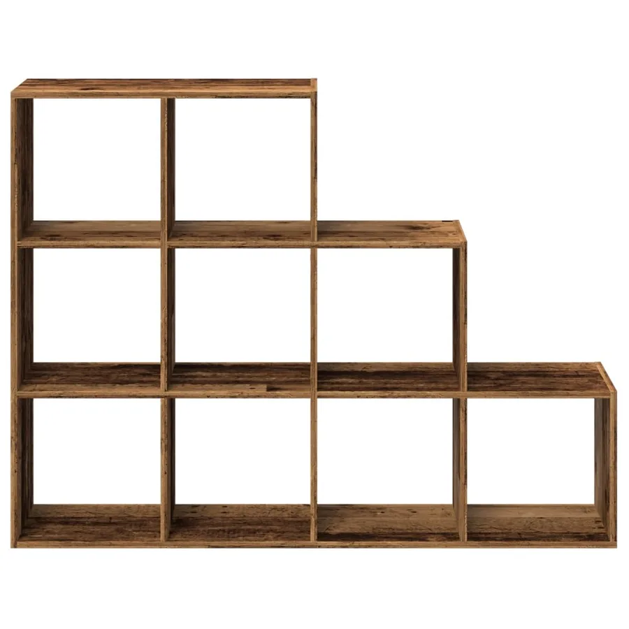 Étagère séparatrice de pièce à 3 niveaux vieux bois - 5
