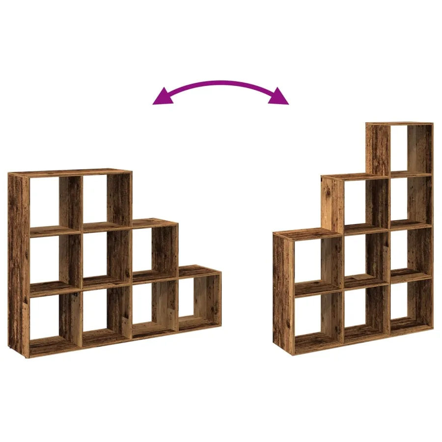 Étagère séparatrice de pièce à 3 niveaux vieux bois - 9