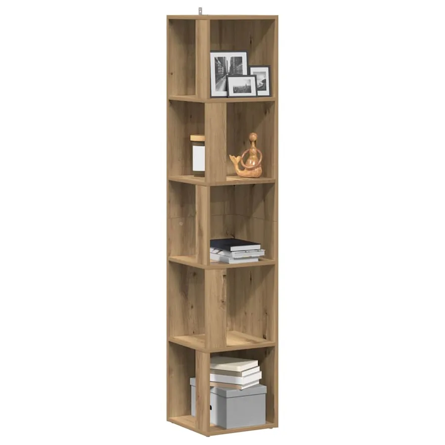 Armoire d'angle chêne artisanal 33x33x165 cm bois d'ingénierie