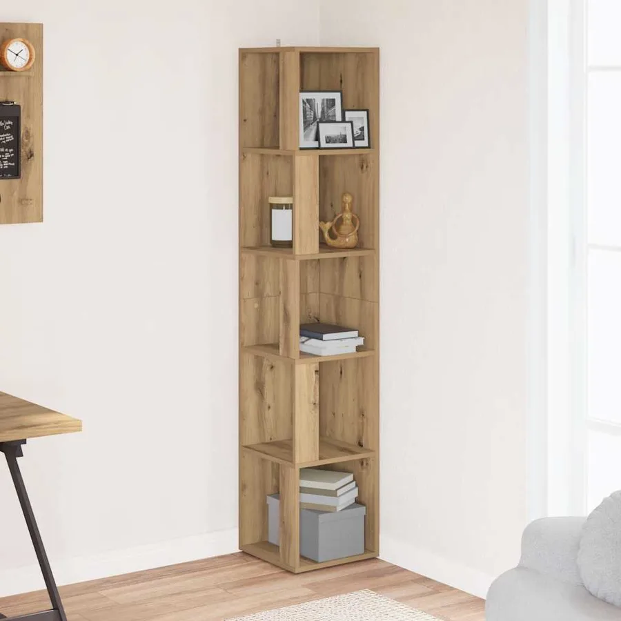 Armoire d'angle chêne artisanal 33x33x165 cm bois d'ingénierie - 3