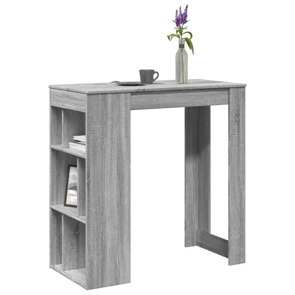 Table de bar avec étagères sonoma gris bois d'ingénierie