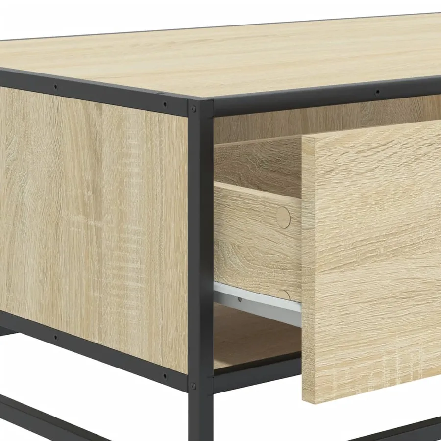 Table basse chêne sonoma 90x57x35 cm bois d'ingénierie et métal - 10