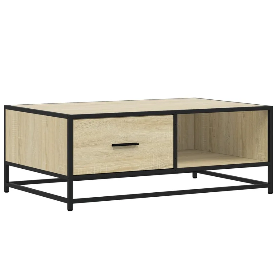 Table basse chêne sonoma 90x57x35 cm bois d'ingénierie et métal - 2