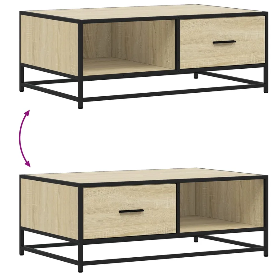 Table basse chêne sonoma 90x57x35 cm bois d'ingénierie et métal - 9