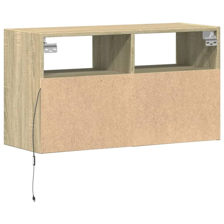 Meuble TV mural avec lumières LED chêne sonoma 80x31x45 cm - 8