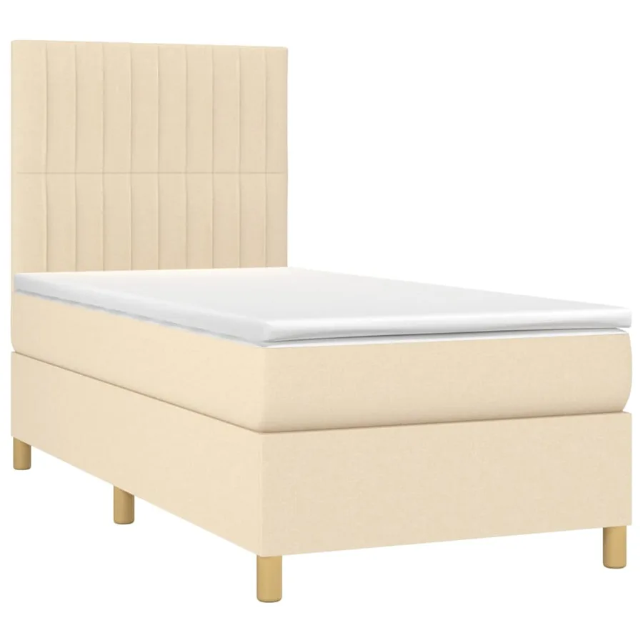 Sommier à lattes de lit et matelas et LED Crème 100x200cm Tissu - 3
