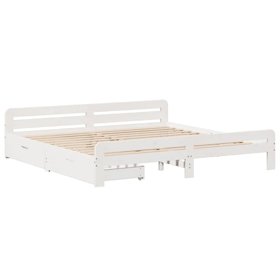 Cadre de lit sans matelas blanc 180x200 cm bois massif de pin - 3