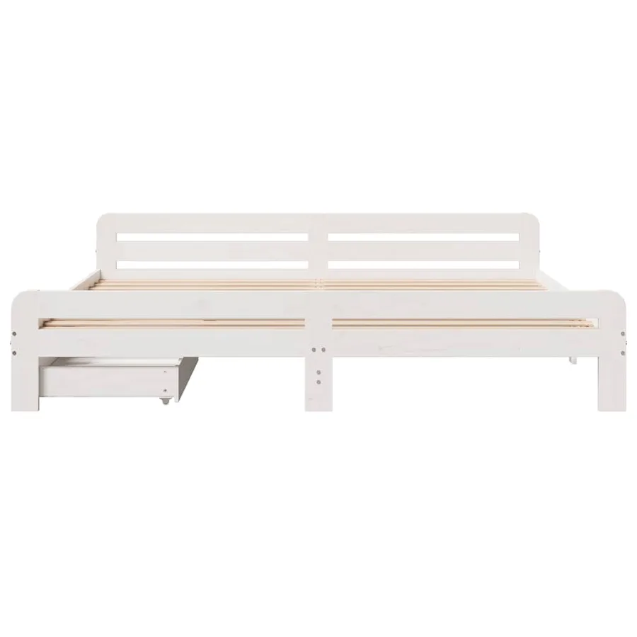 Cadre de lit sans matelas blanc 180x200 cm bois massif de pin - 4