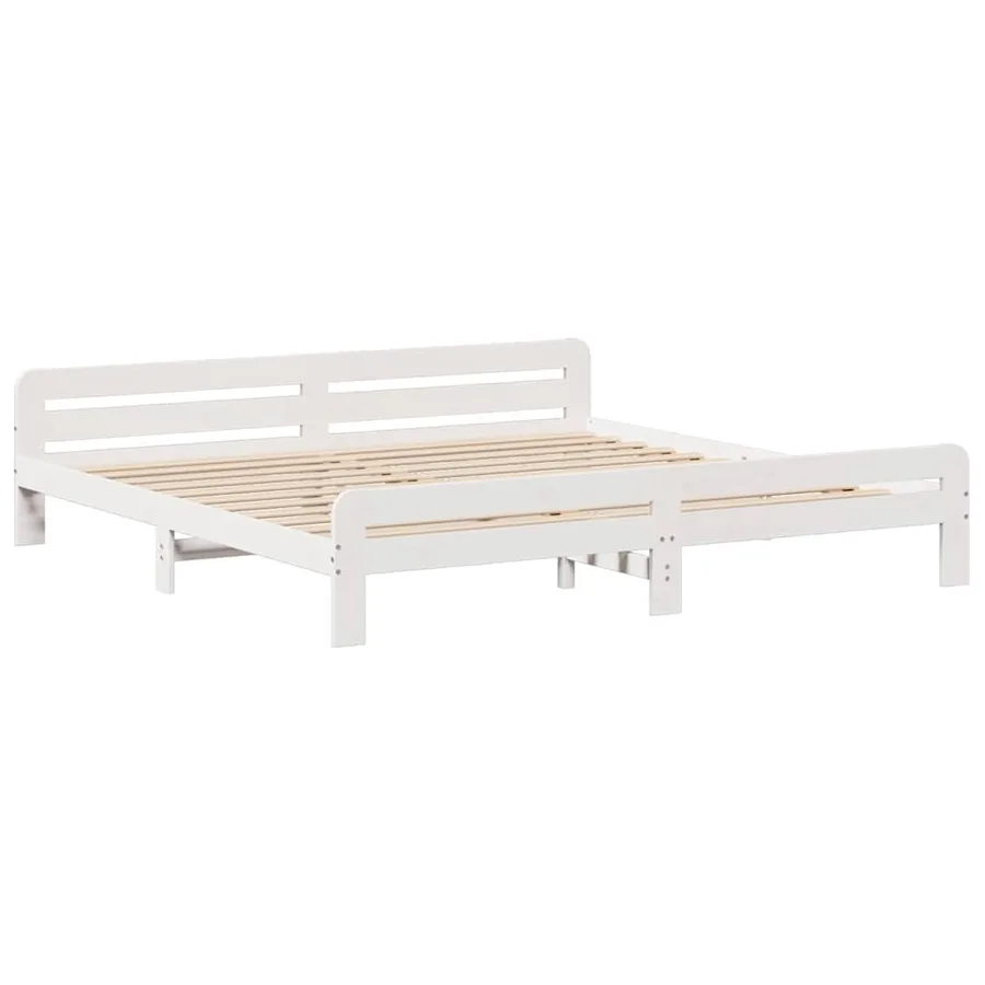Cadre de lit sans matelas blanc 180x200 cm bois massif de pin - 5