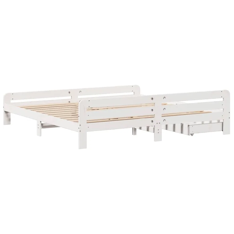Cadre de lit sans matelas blanc 180x200 cm bois massif de pin - 8