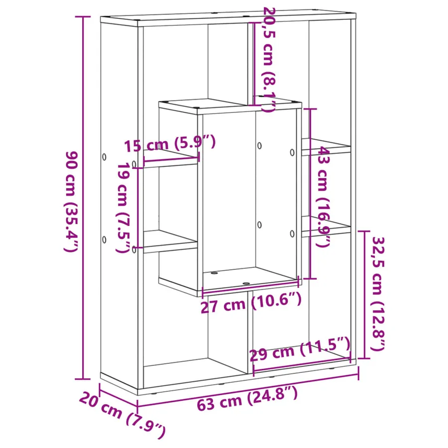 Bibliothèque chêne sonoma 63x20x90 cm bois d'ingénierie - 11