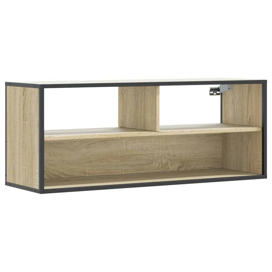 Meuble TV chêne sonoma 100x31x39,5cm bois d'ingénierie et métal - 2