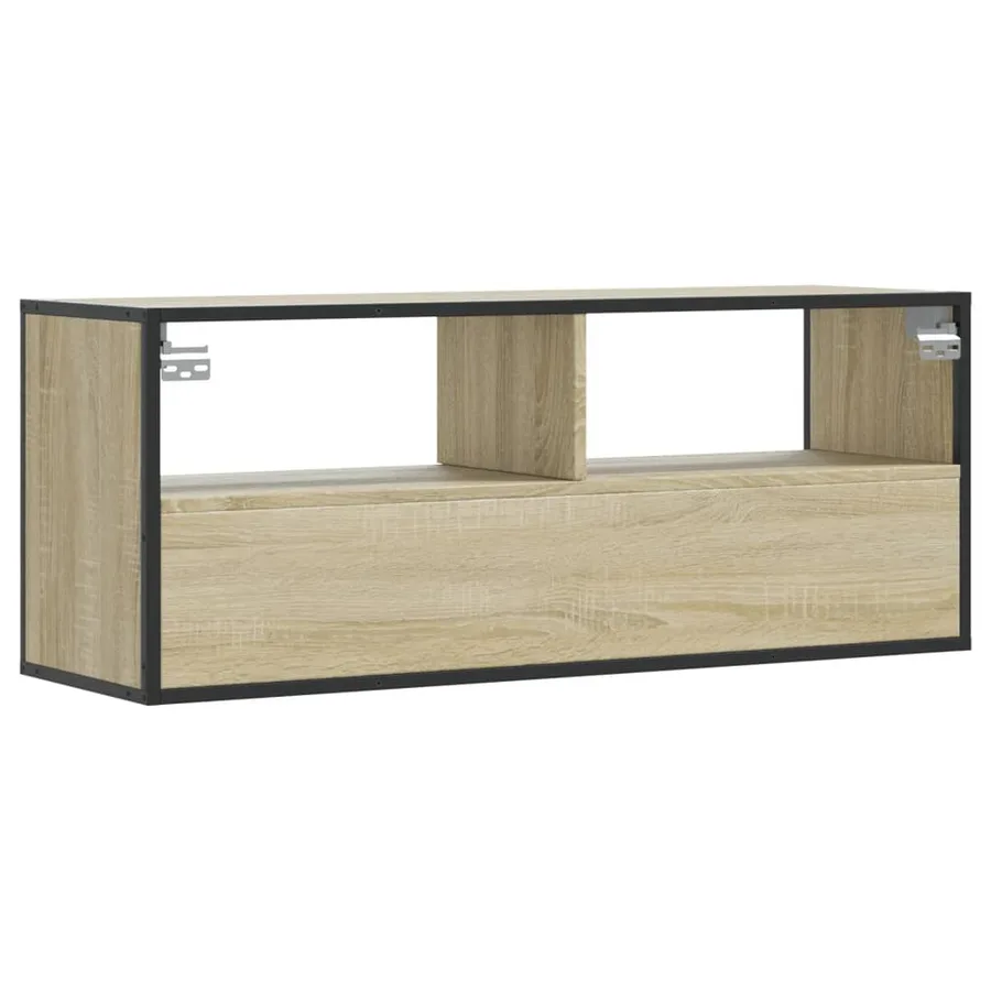 Meuble TV chêne sonoma 100x31x39,5cm bois d'ingénierie et métal - 6