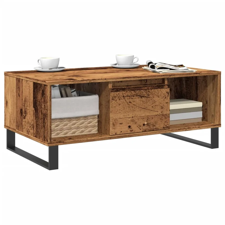 Table basse vieux bois 90x50x36,5 cm bois d'ingénierie - 3