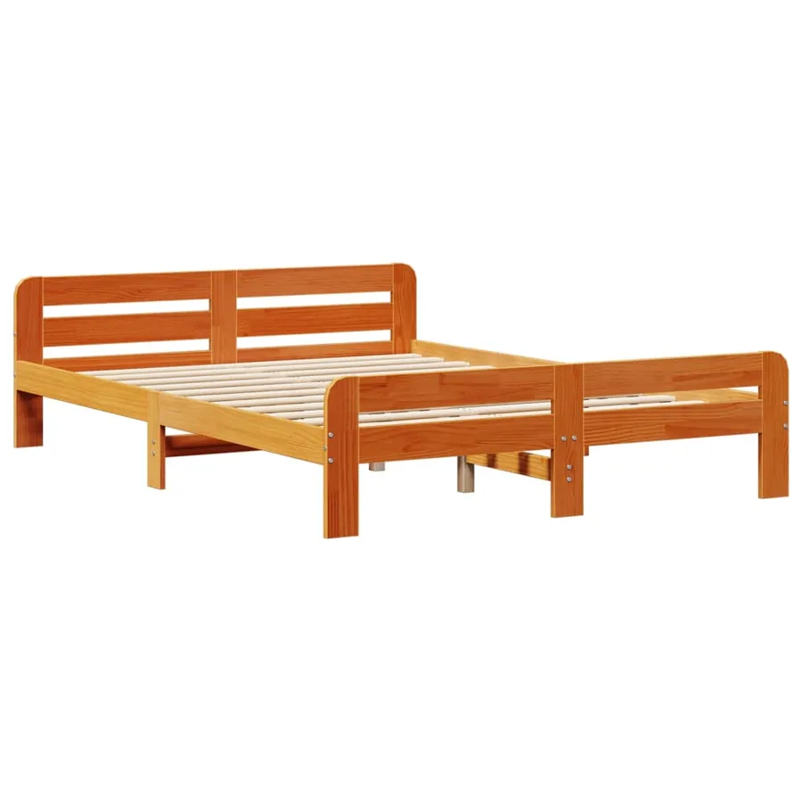 Cadre de lit sans matelas cire marron 140x200cm bois pin massif - 3